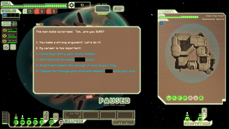 Illustration for article titled FTL: Faster Than Light Modded To Run A Marriage Proposal